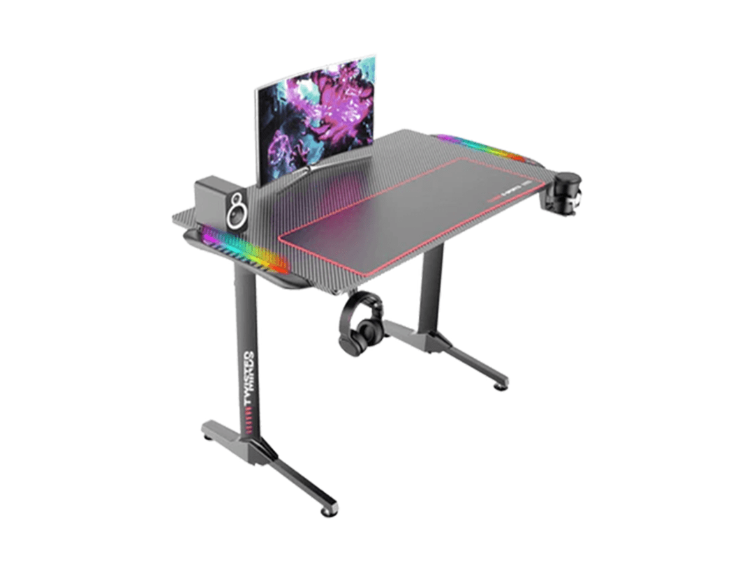 Twisted Minds TM-T-1060-RGB T Shaped Gaming Desk Carbon Fiber Texture in Qatar Twisted Minds TM-T-1060-RGB T Shaped Gaming Desk Carbon Fiber Texture in Qatar